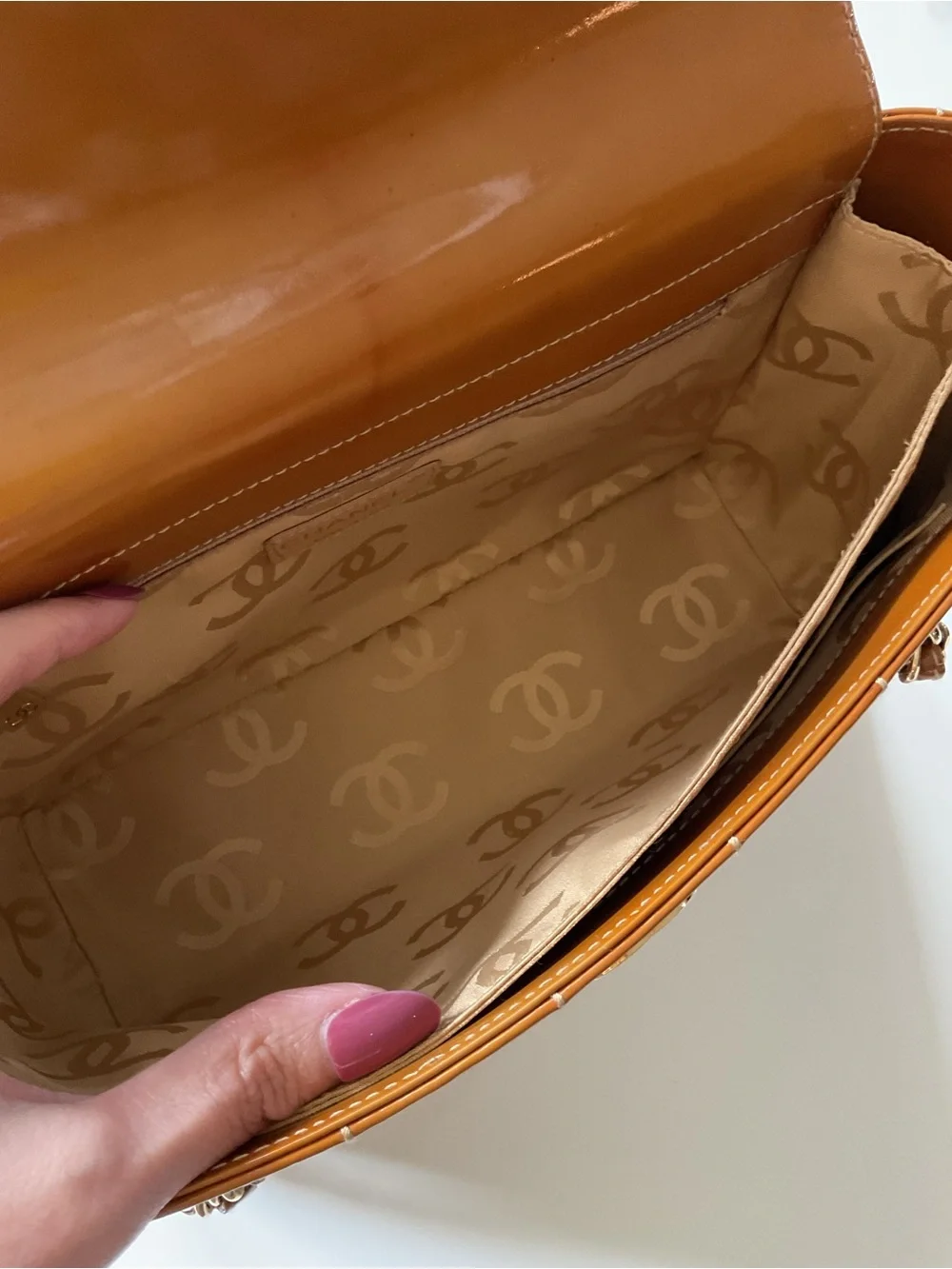 CHANEL Quilted Patent Leather Shoulder Bag